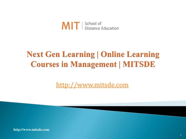 Next Gen Learning | Online Learning Courses in Management | MIT School Of Distance Education