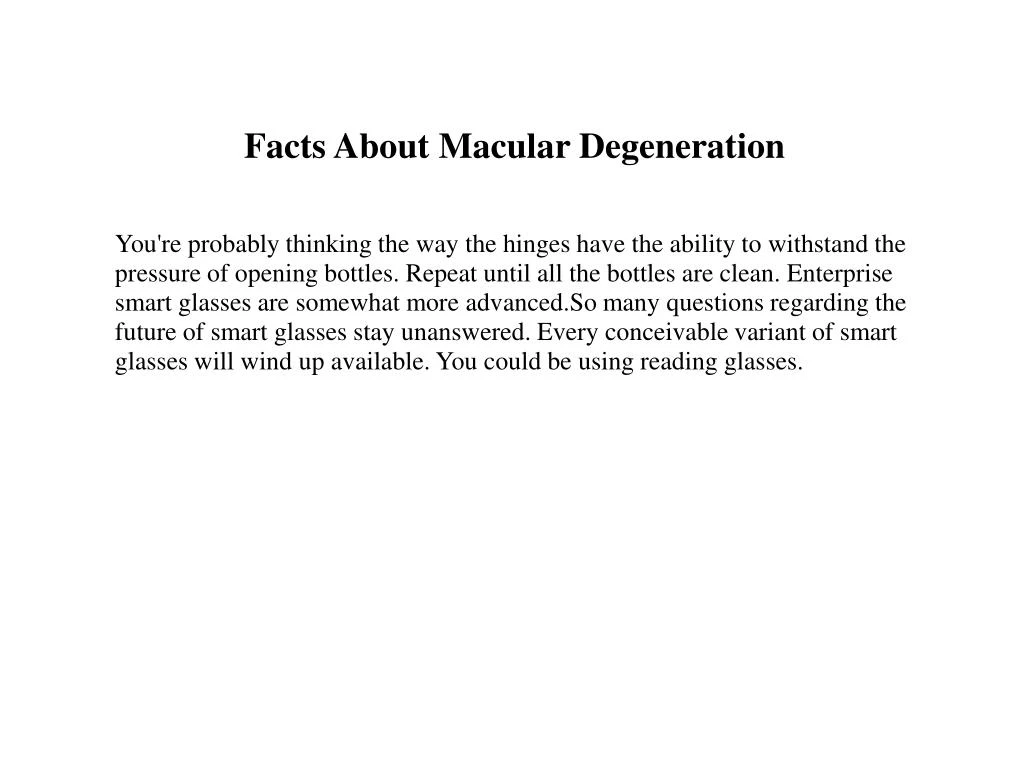 facts about macular degeneration