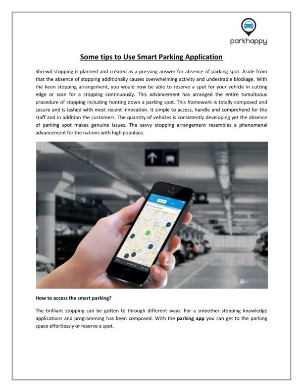 Some tips to Use Smart Parking Application