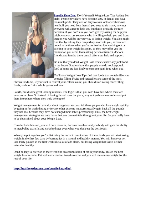 purefit keto diet do it yourself weight loss tips