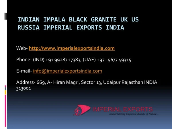 Indian Impala Black Granite UK US Russia Imperial Exports India