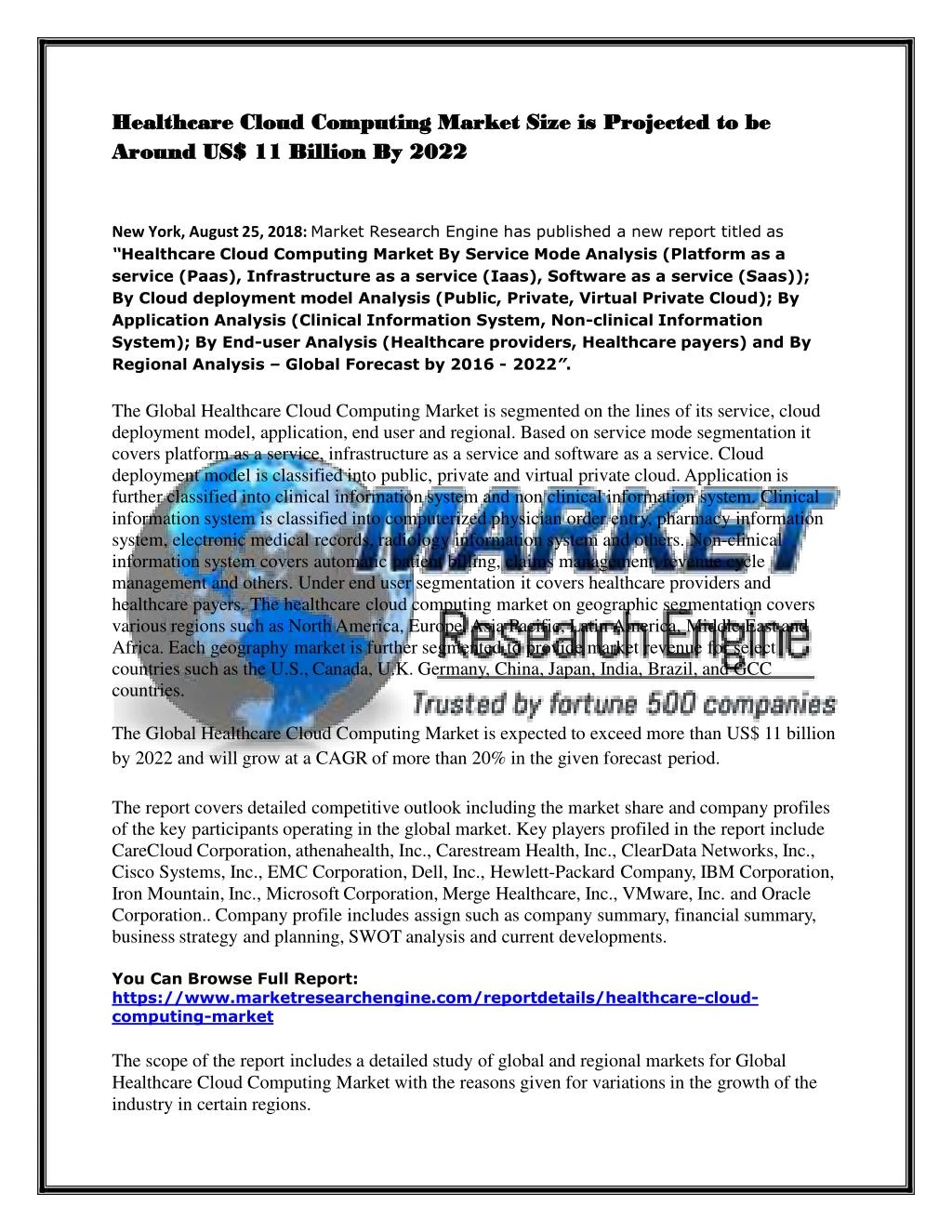 healthcare cloud computing market size