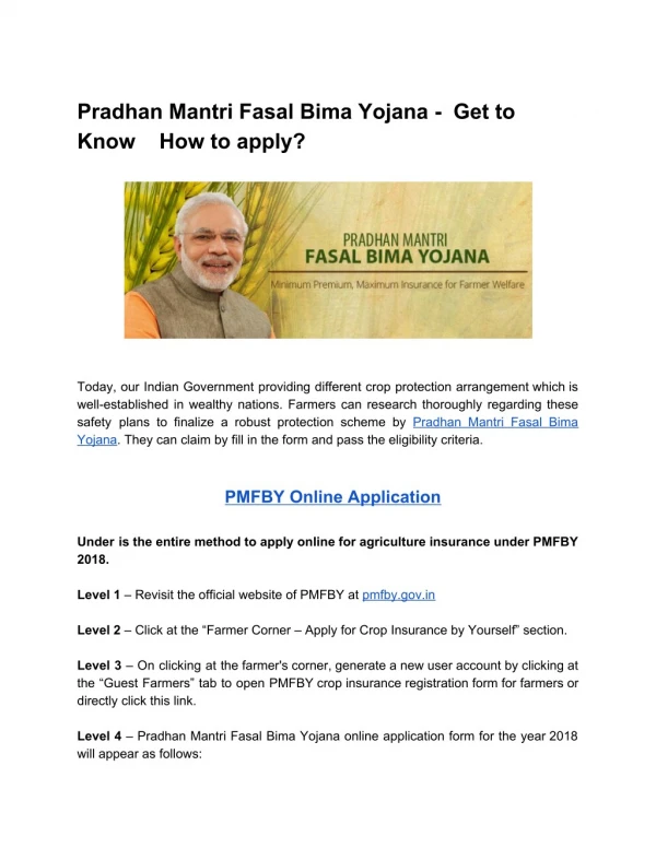 Pradhan Mantri Fasal Bima Yojana - Get to Know How to Apply?