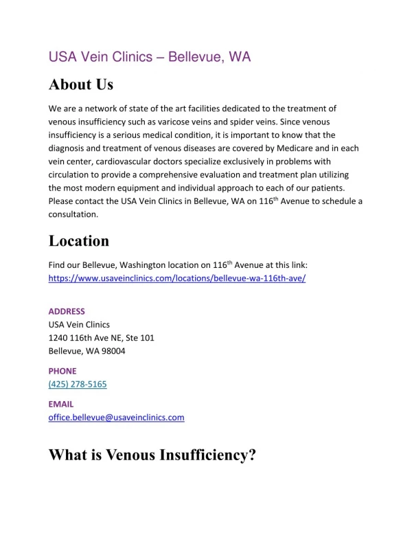 USA Vein Clinics – Bellevue, WA