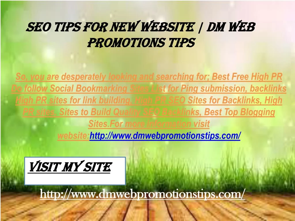 seo tips for new website dm web promotions tips
