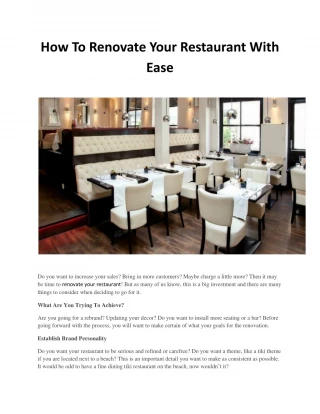 How To Renovate Your Restaurant With Ease - slide 1