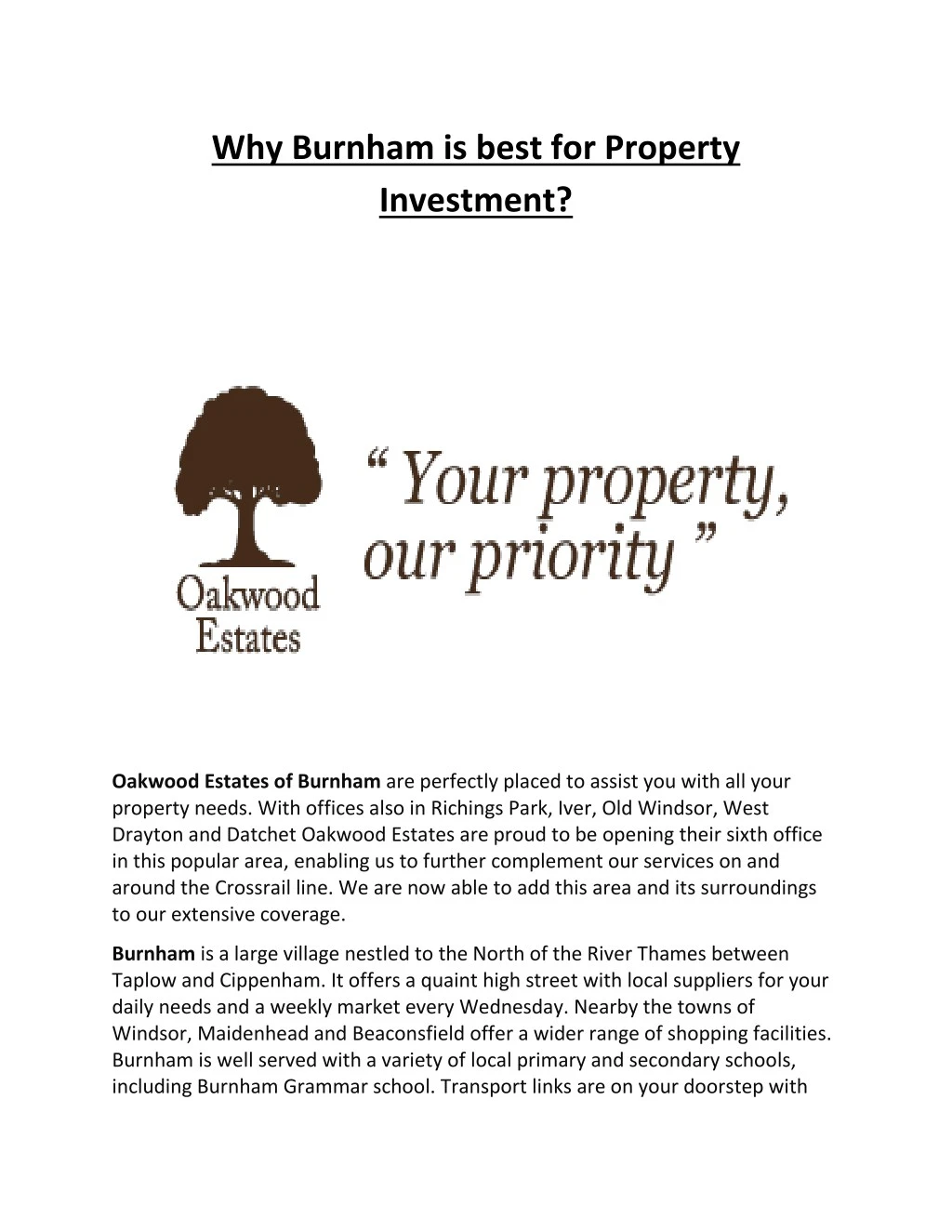 why burnham is best for property investment