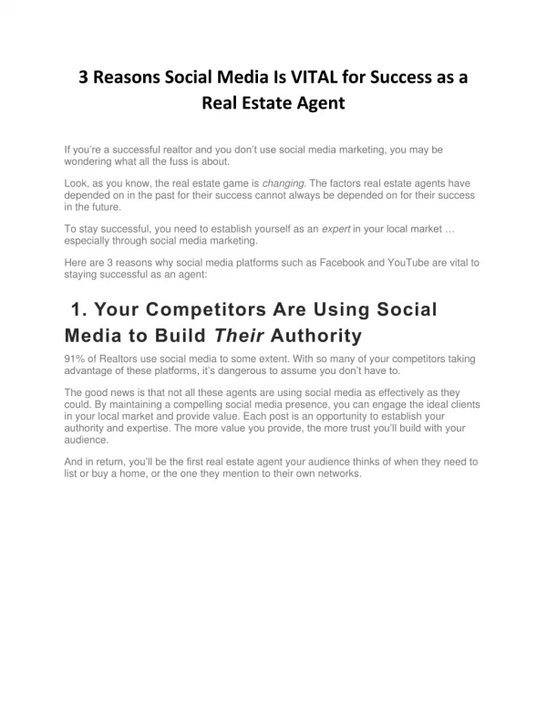 Mega Agent Pro's 3 main reasons social media is vital for your success as a Real Estate Agent