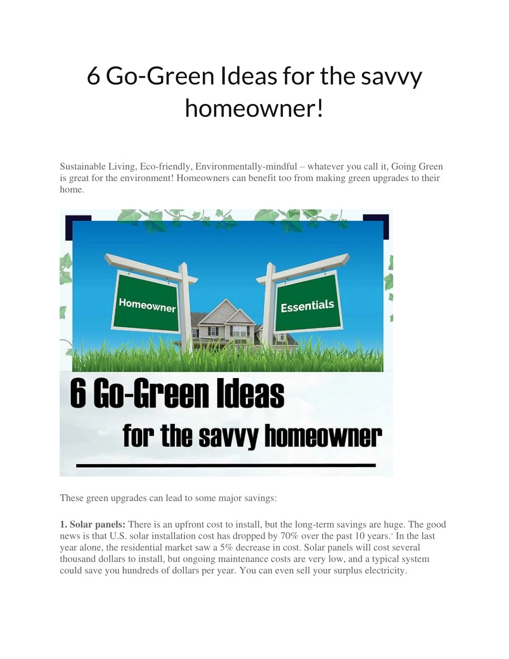 6 go green ideas for the savvy homeowner