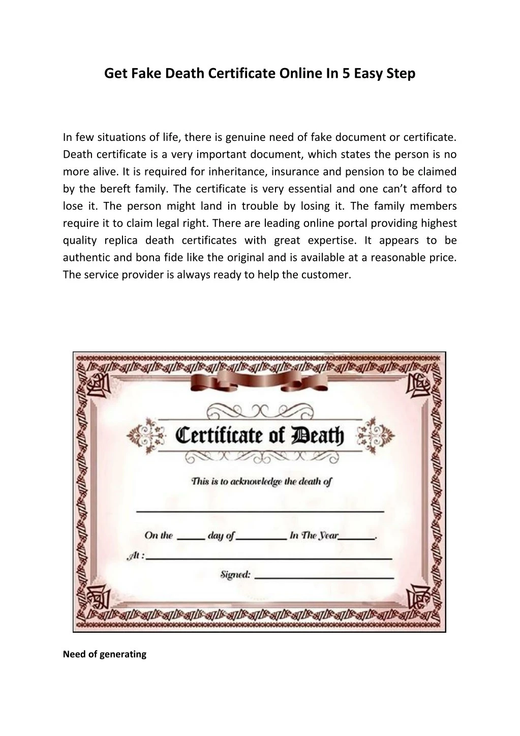 get fake death certificate online in 5 easy step