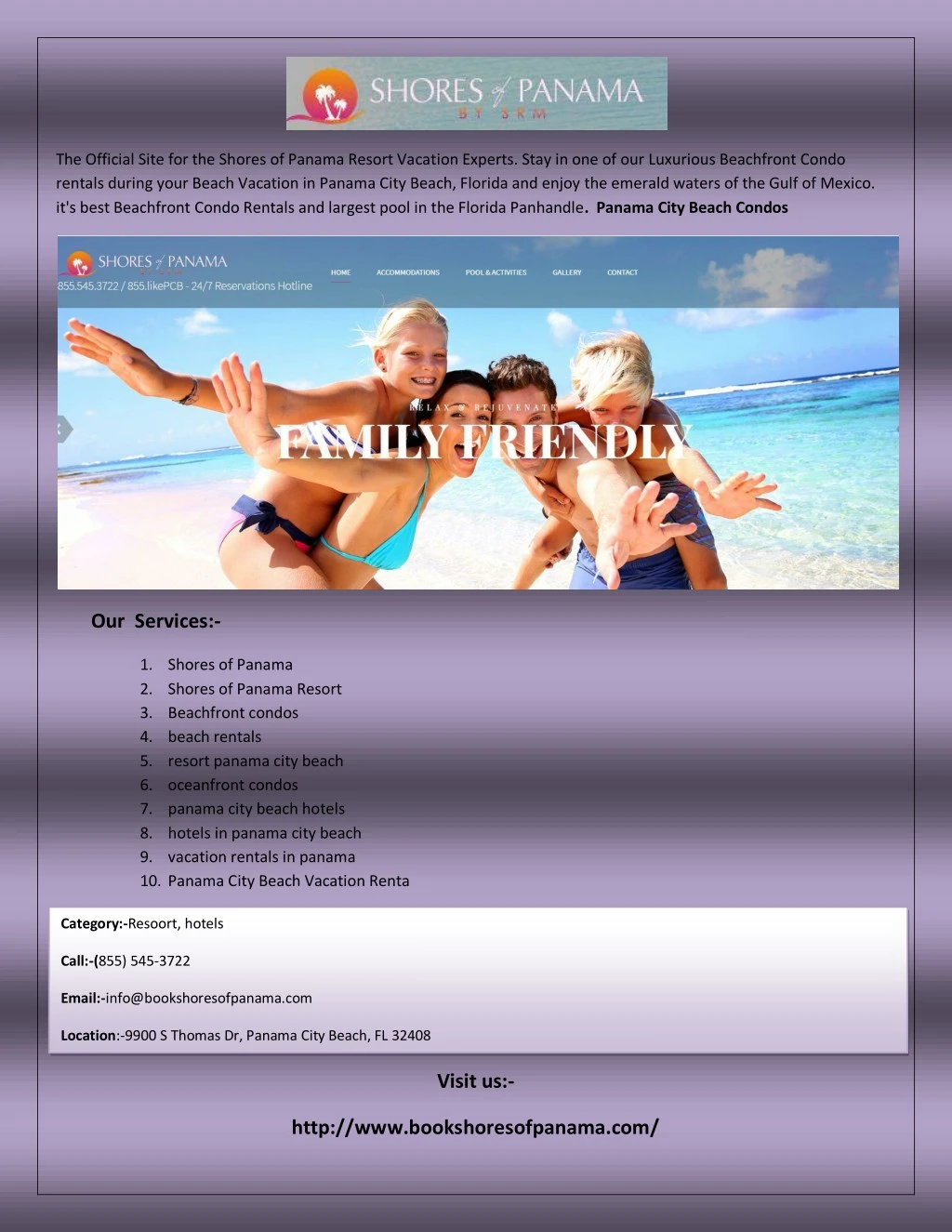 the official site for the shores of panama resort