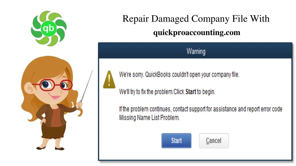 repair damaged company file with