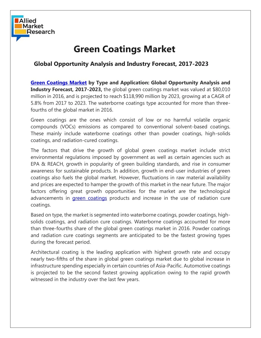 green coatings market
