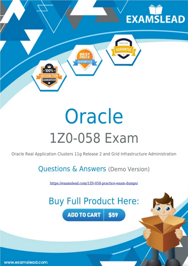 Get Best 1Z0-058 Exam BrainDumps - Oracle 1Z0-058 PDF