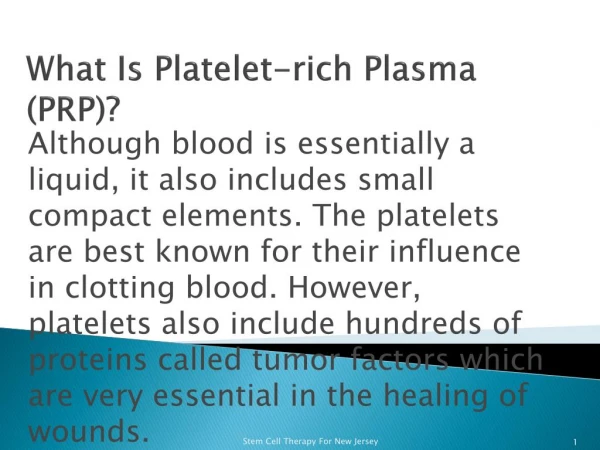 What is Platelet Rich Plasma Therapy
