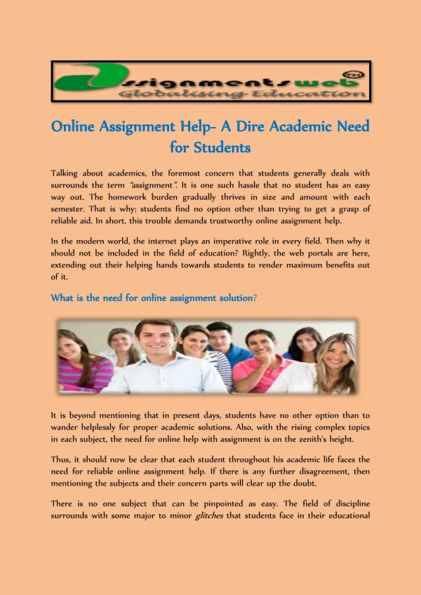 Online Assignment Help- A Dire Academic Need for Students
