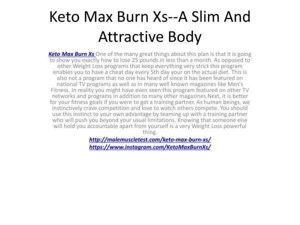 Keto Max Burn Xs--Obtain A Flat Stomach