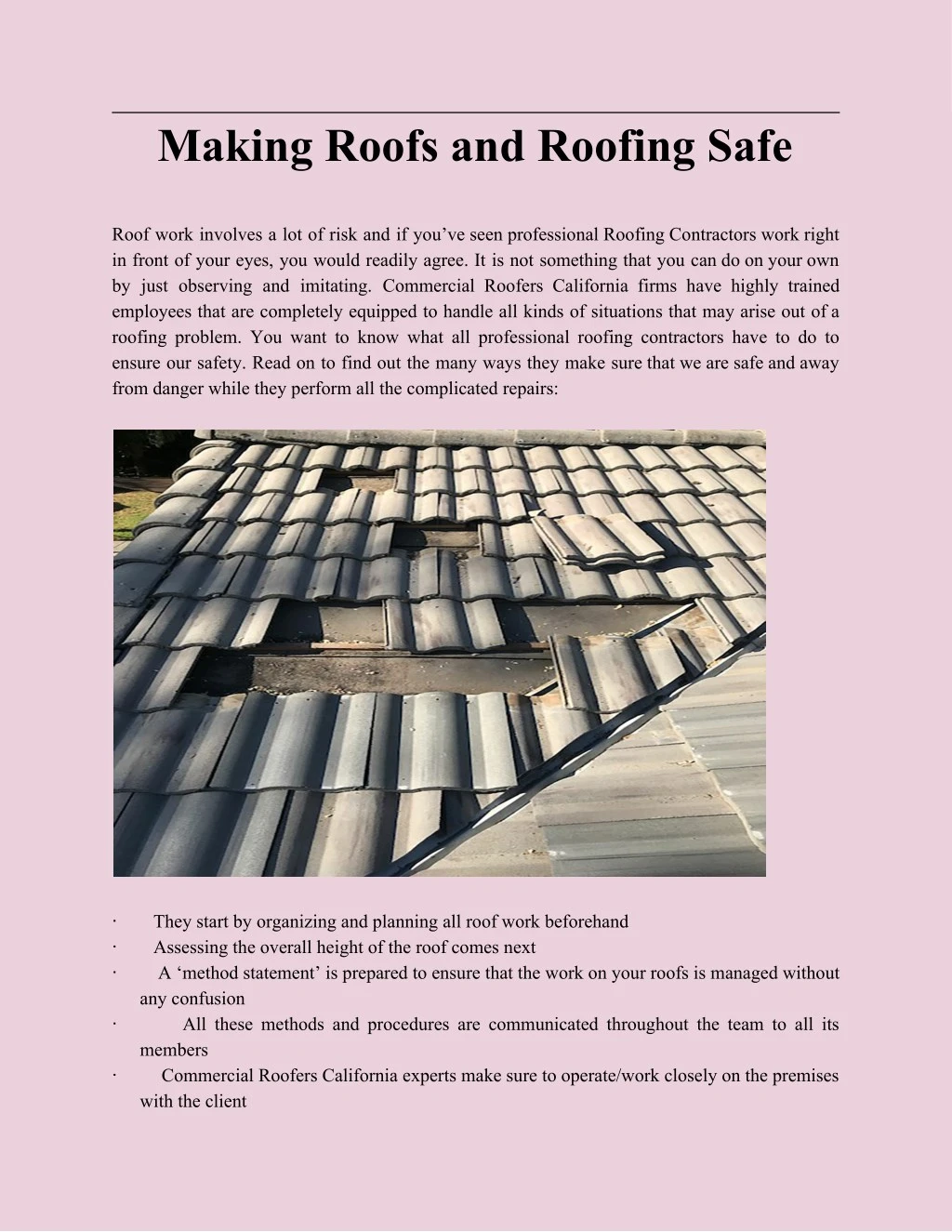 making roofs and roofing safe