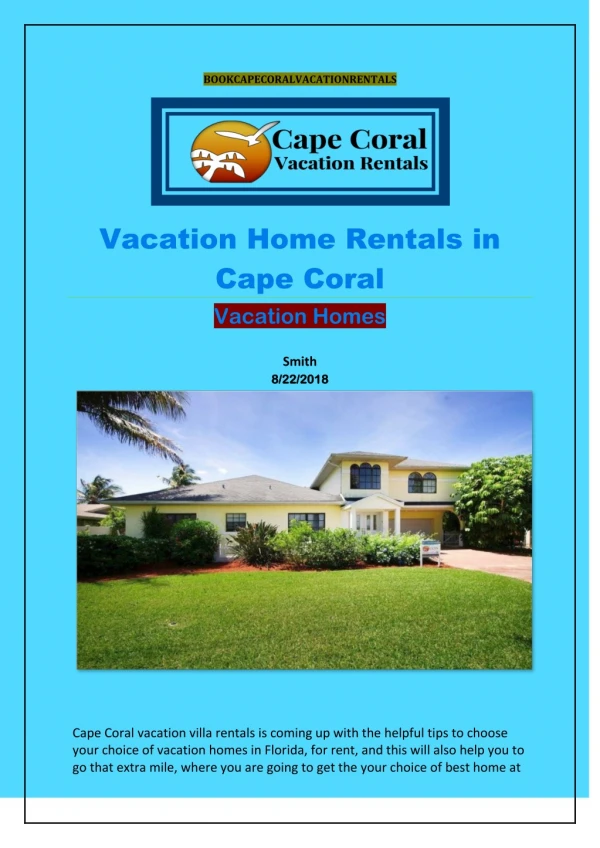 Vacation home in Florida for rent