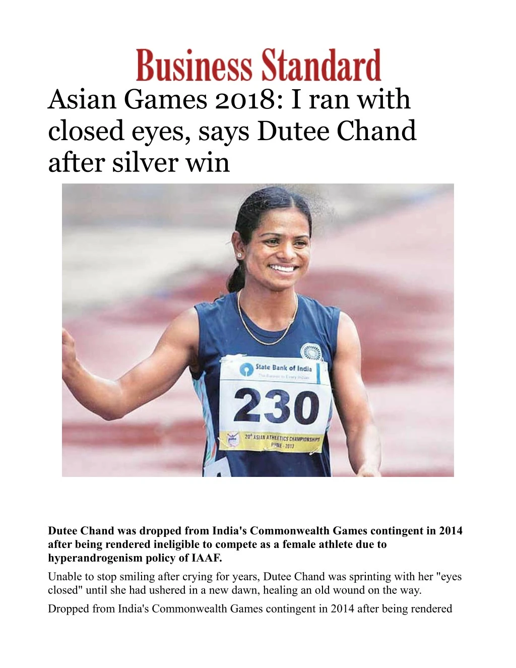 asian games 2018 i ran with closed eyes says