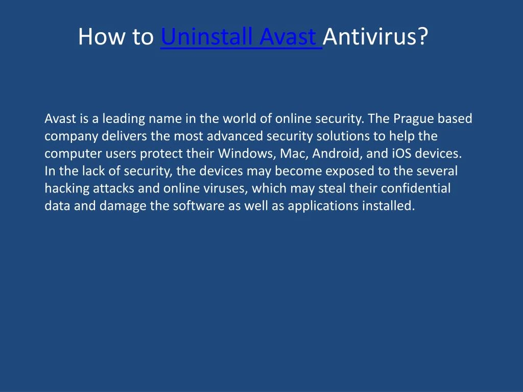 how to uninstall avast antivirus