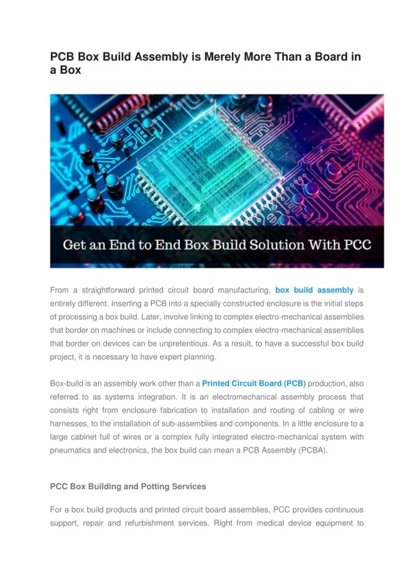 PCB Box Build Assembly is Merely More Than a Board in a Box