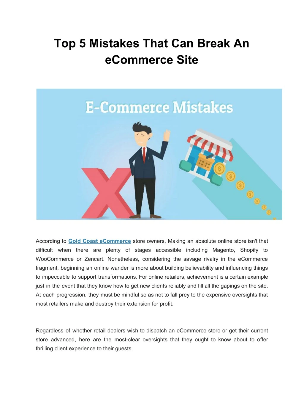 top 5 mistakes that can break an ecommerce site