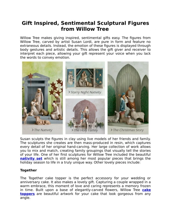 Gift Inspired, Sentimental Sculptural Figures from Willow Tree