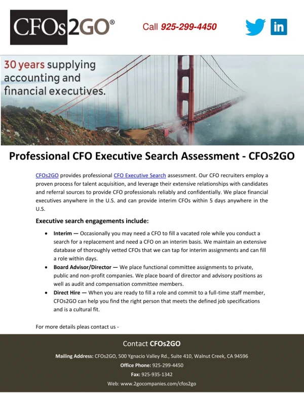 Professional CFO Executive Search Assessment - CFOs2GO