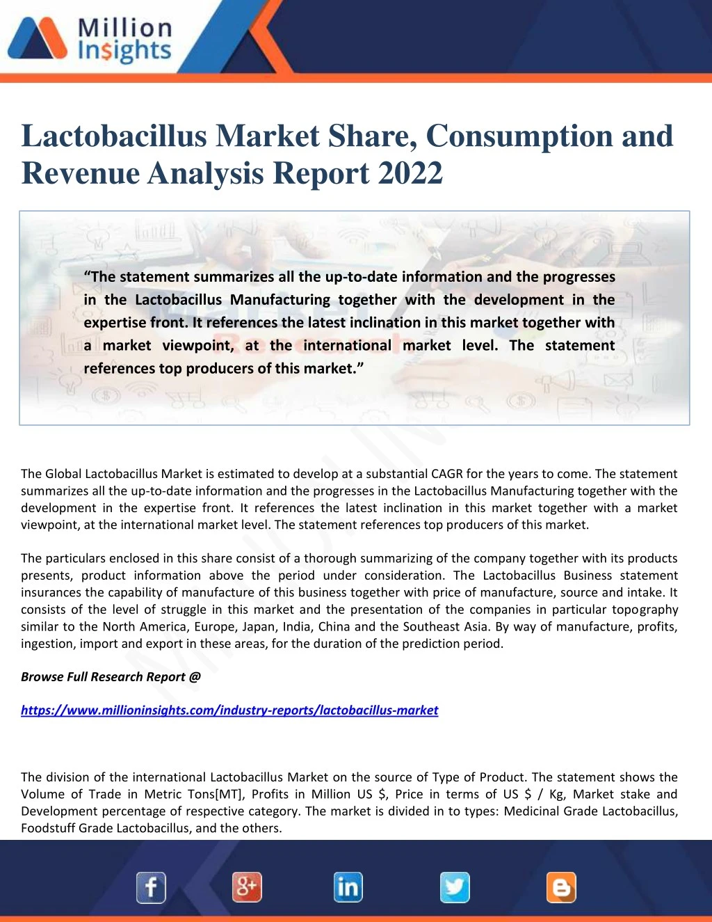 lactobacillus market share consumption