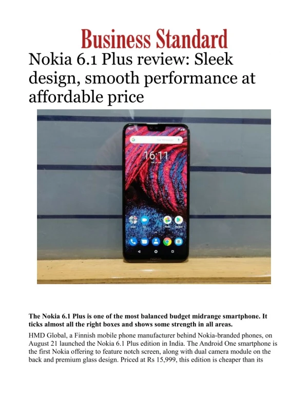 Nokia 6.1 Plus review: Sleek design, smooth performance at affordable price
