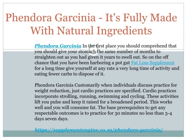 Phendora Garcinia - Made With Good Ingredients