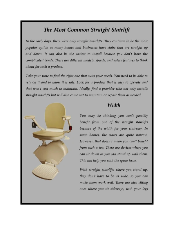 The Most Common Stairlift