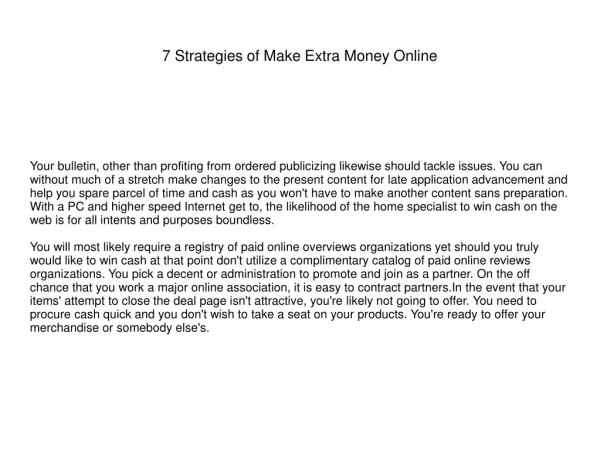 7 Strategies of Make Extra Money Online