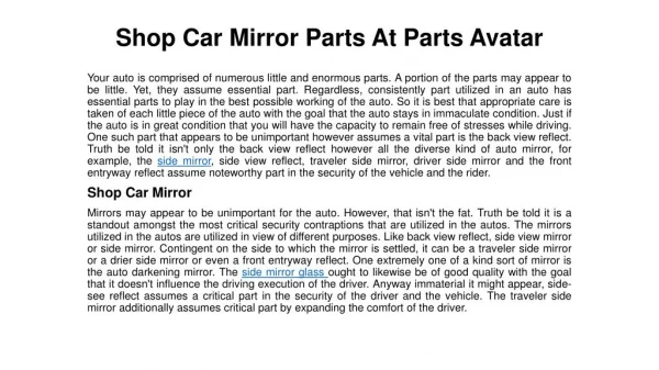 Find Top Brand Mirrors Parts At Parts Avatar