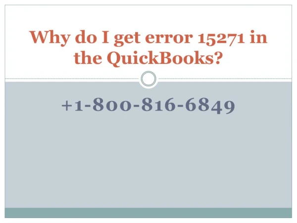 QuickBooks Error 15271 will not allow payroll update