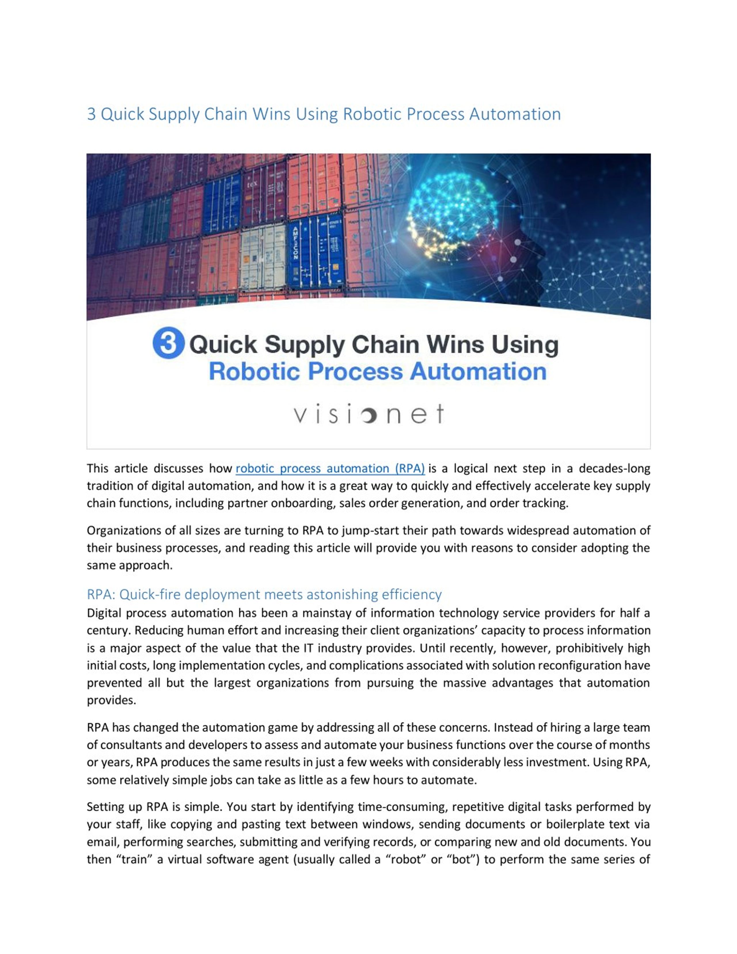 PPT - 3 Quick Supply Chain Wins Using Robotic Process Automation ...