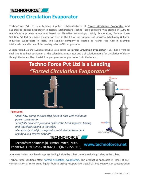 Forced Circulation Evaporator