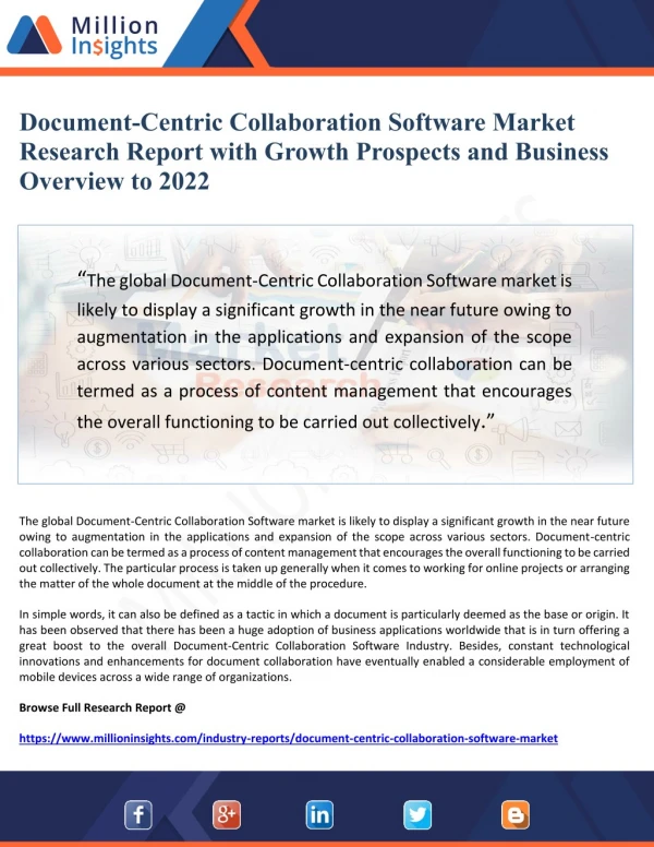 Document-Centric Collaboration Software Market Research Report with Growth Prospects and Business Overview to 2022