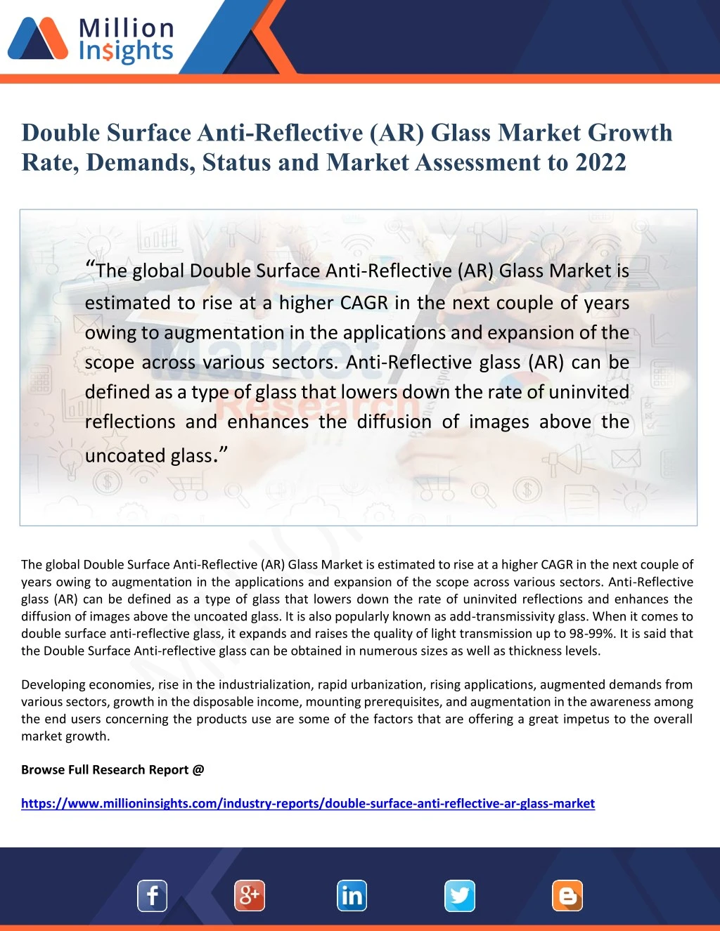 double surface anti reflective ar glass market