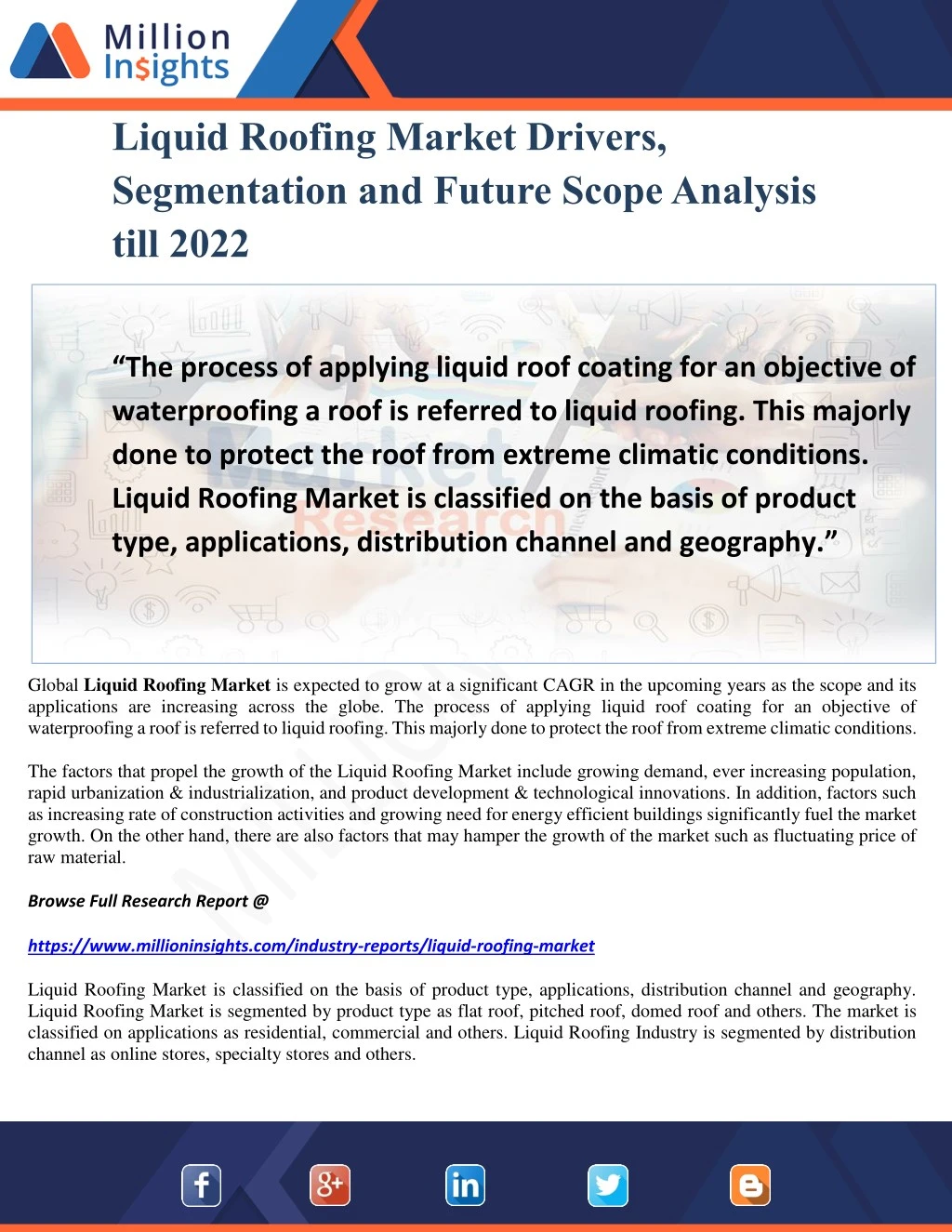 liquid roofing market drivers segmentation