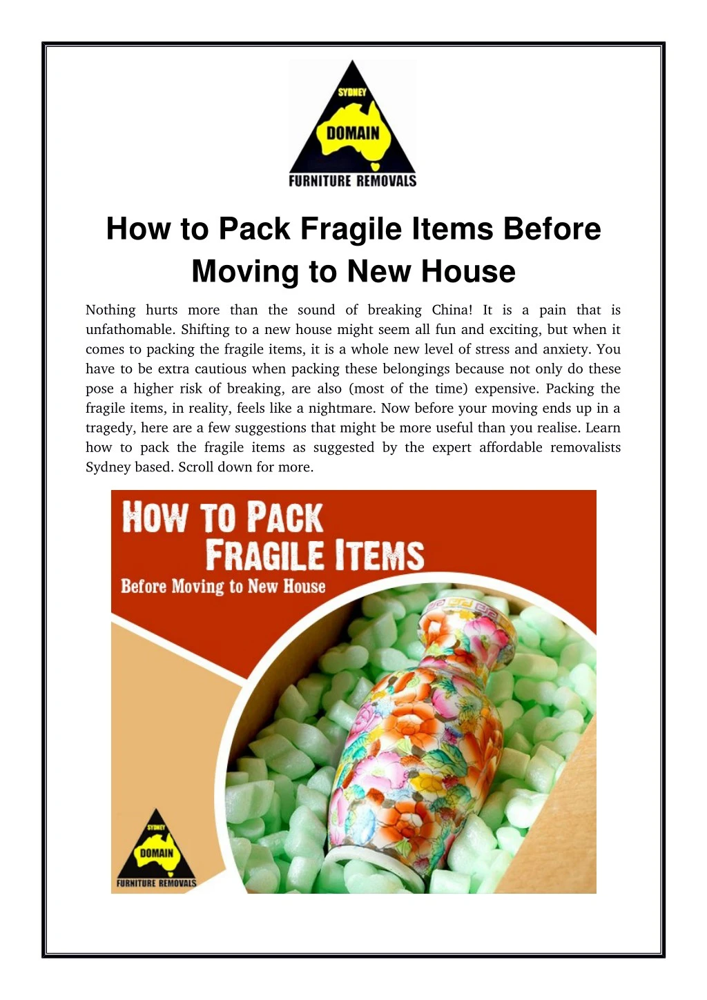 how to pack fragile items before moving