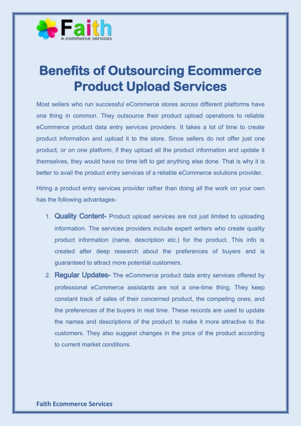Benefits of Outsourcing Ecommerce Product Upload Services