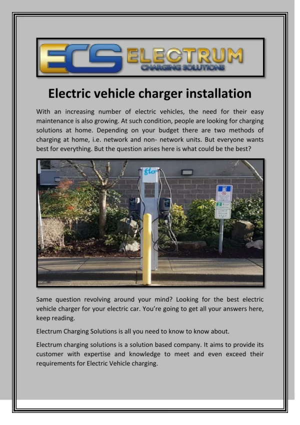 electrical vehicle charger installation