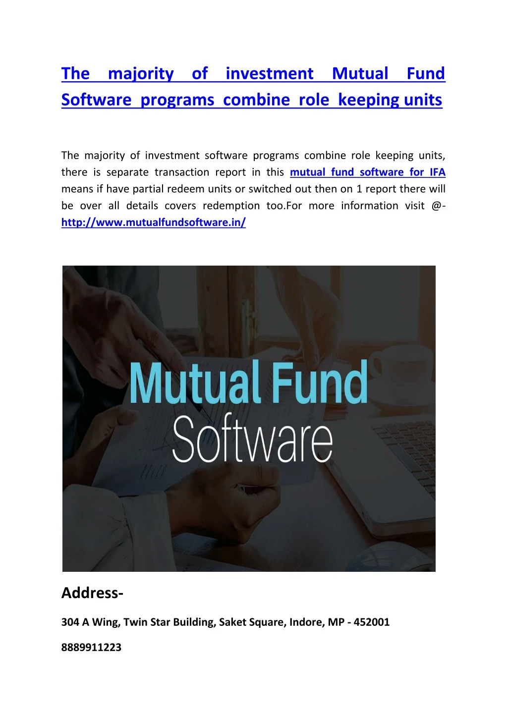 the majority of investment mutual fund software