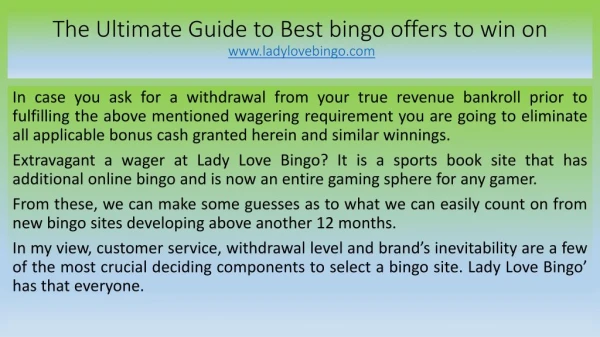 The Ultimate Guide to Best bingo offers to win on