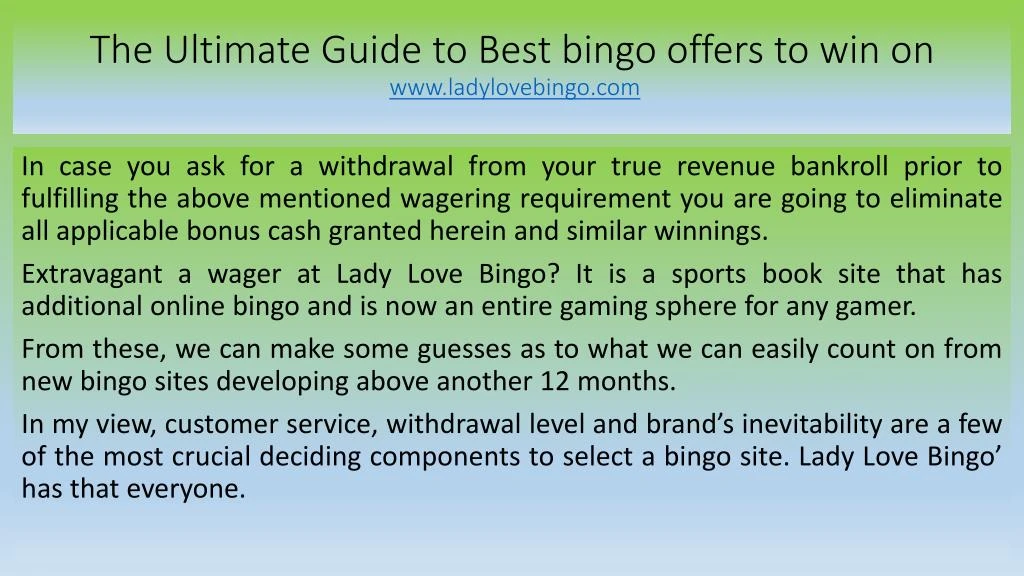 the ultimate guide to best bingo offers to win on www ladylovebingo com
