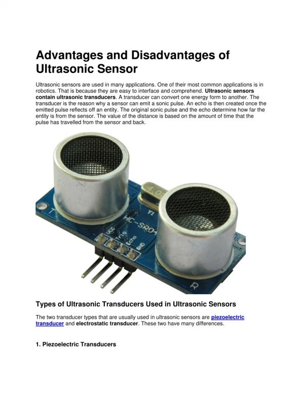 Ultrasonic Sensors: Advantages and Limitations