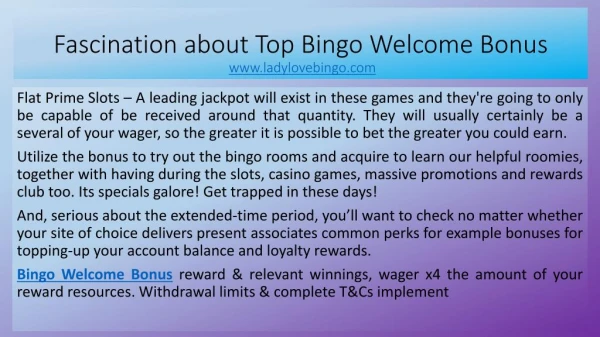 Fascination about Top Bingo Welcome Bonus