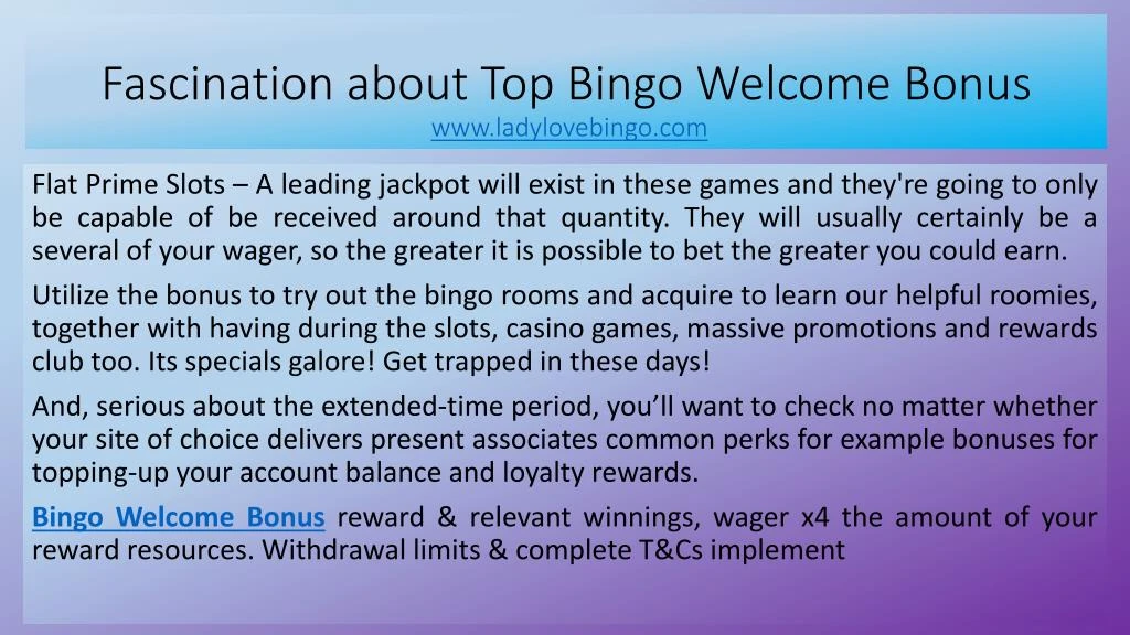 fascination about top bingo welcome bonus www ladylovebingo com